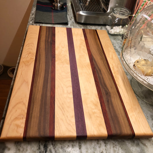 Cutting Board – Maple/Walnut/Paduk/Purple Heart