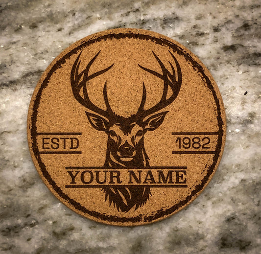 Personalized Cork Coaster (Set of 4) with Stand