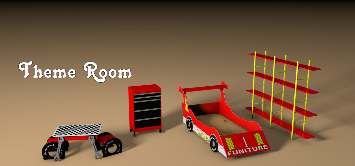 Race Car theme room components made from easy woodworking plans