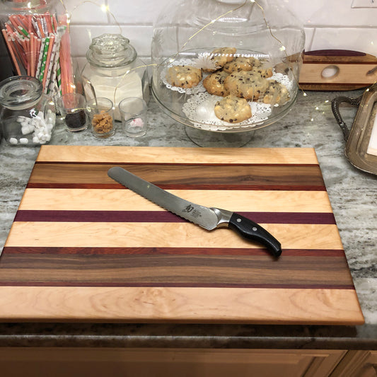 Cutting Board – Maple/Walnut/Paduk/Purple Heart