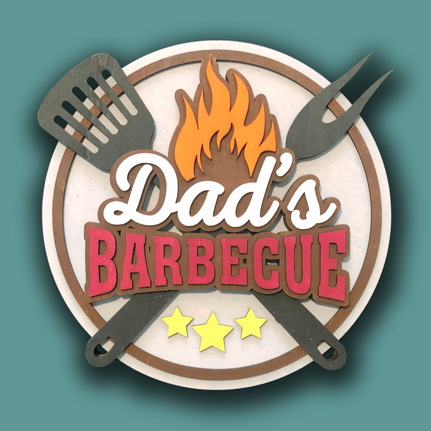 Dad's Barbecue sign with layered 3D effect