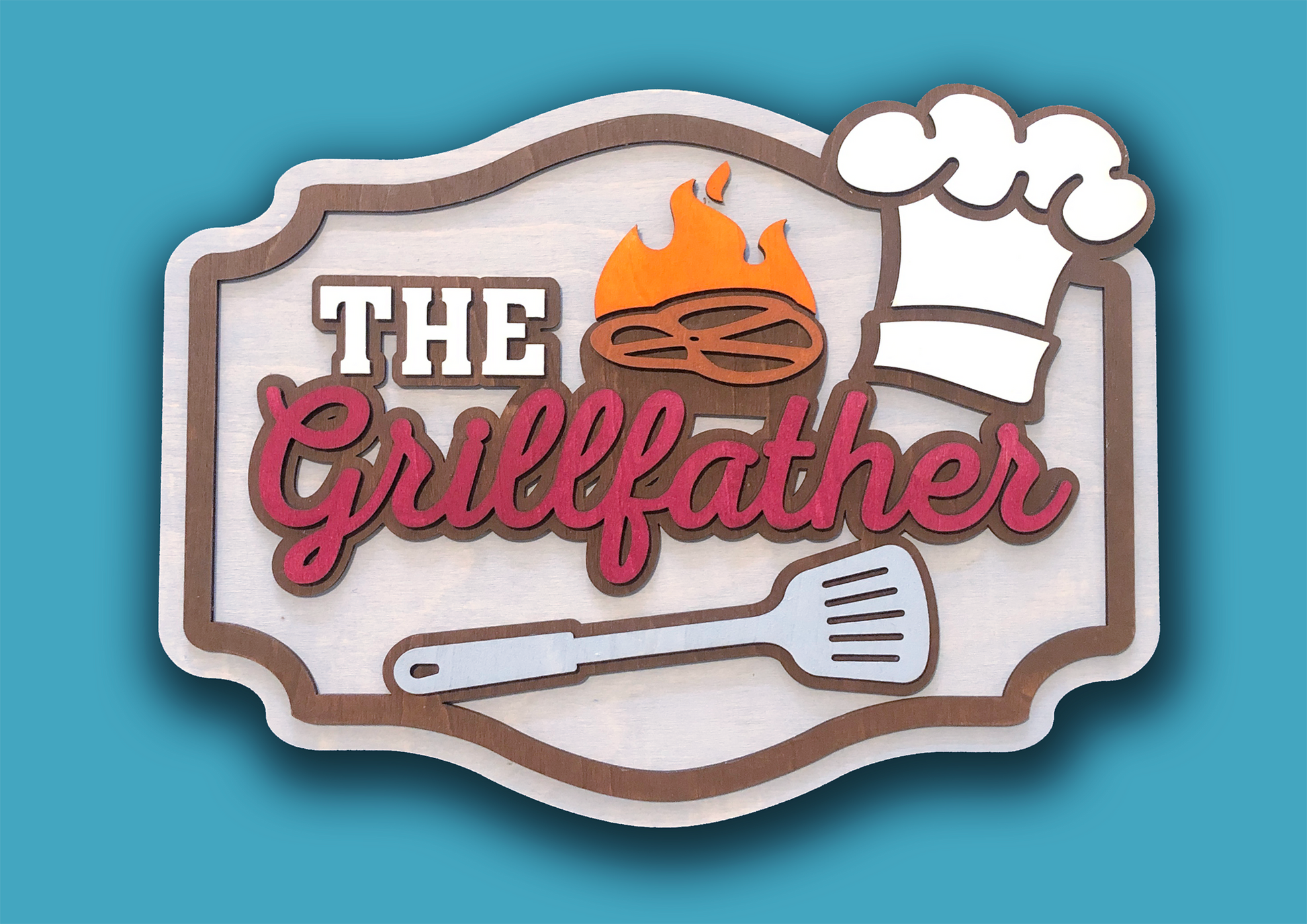 Grill Father sign with layered 3D effect