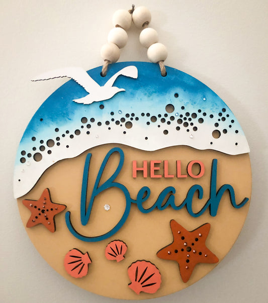 Hello Beach Sign