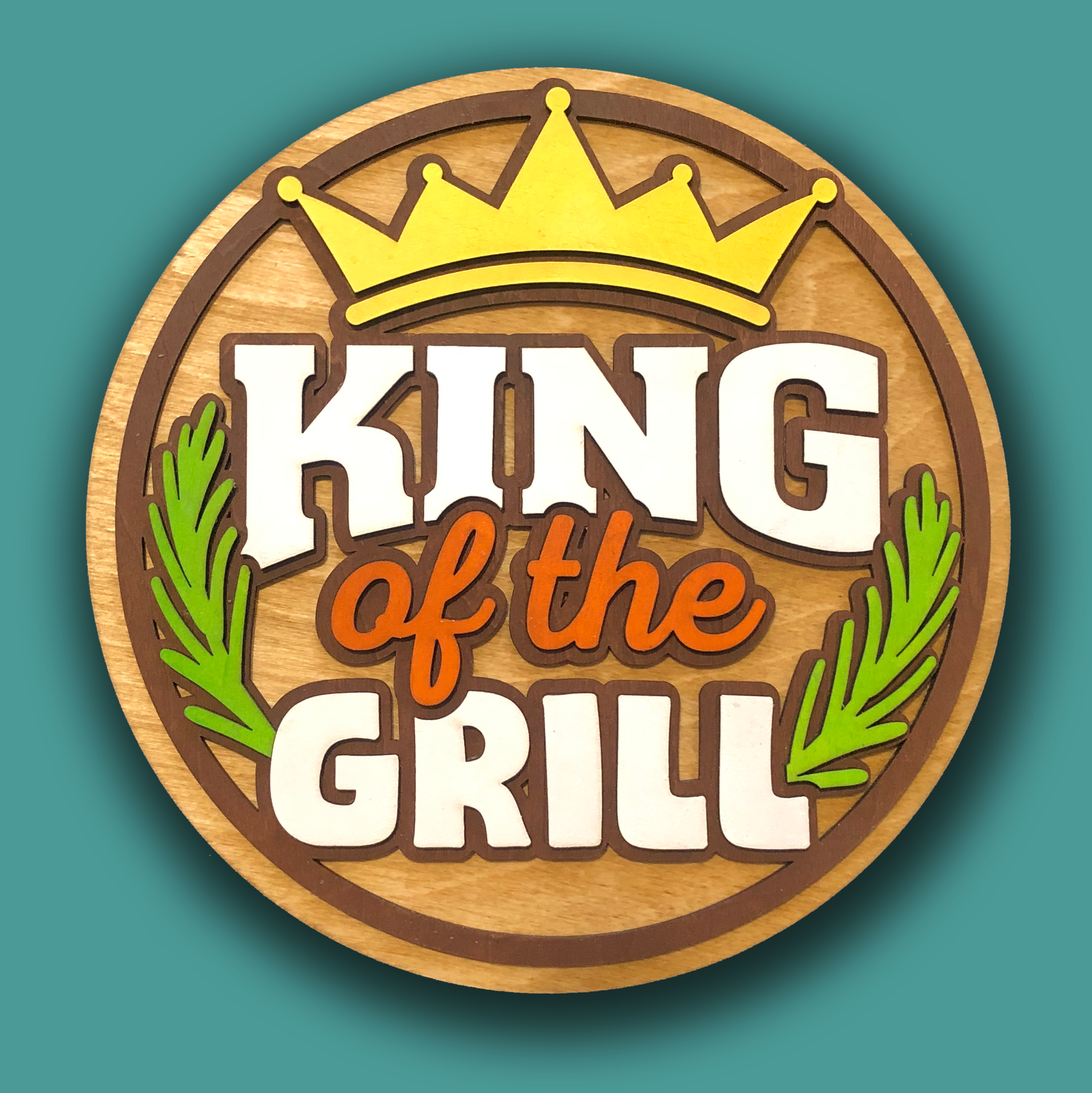 King of the grill sign with layered 3D effect