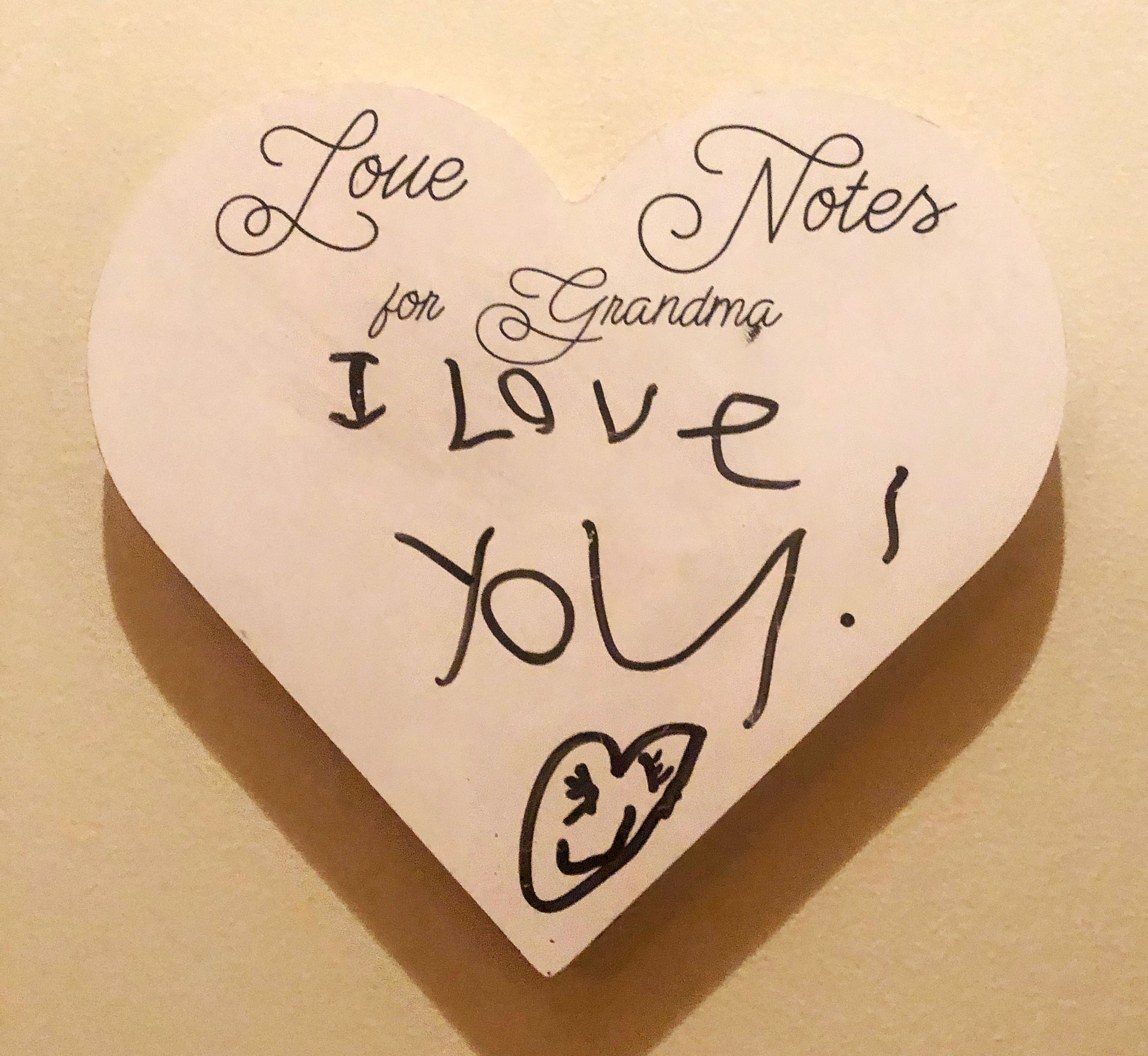 Heart shaped love Notes Message Board for Grandma