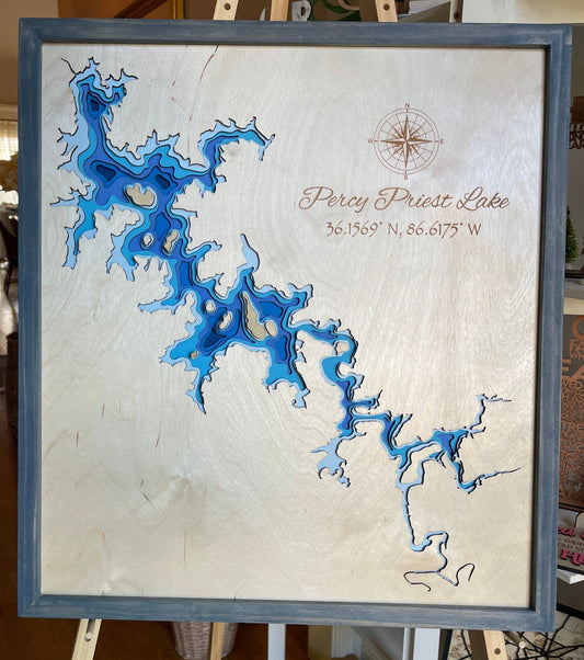 6 Layer Lake Map - Percy Priest Lake, Tennessee
