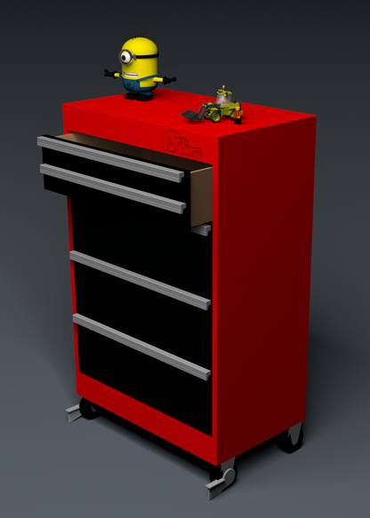 Tool chest dresser with open drawer