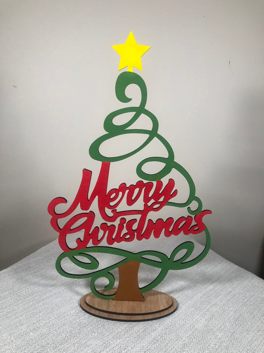 Merry Christmas Tabletop Swirling Tree